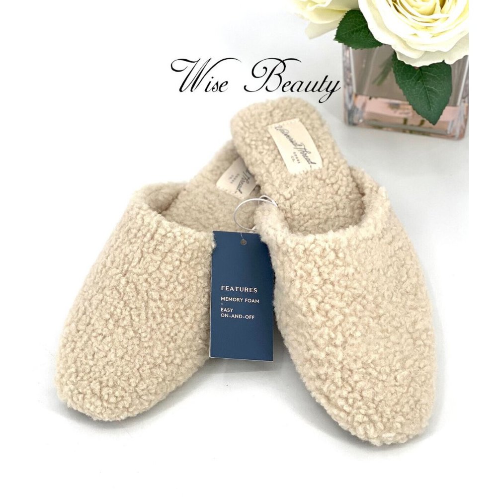NEW Womens Margot Sherpa Mule Sz 9.5 Slip-On Cream Memory Foam Universal Thread